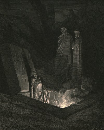 Hij, zodra ik daar bij de voet van de graven stond, keek me een tijdje aan, ca. 1890 door Gustave Dore