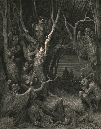 Hier maken de brute Harpijen hun nest, ca. 1890 door Gustave Dore