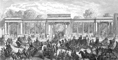 Hyde Park Corner - Piccadilly ingang, 1872 door Gustave Dore