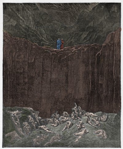 Inferno, Canto 29: De vervalsers gekweld in de vallei, illustratie uit "De Goddelijke Komedie" door Dante Alighieri, 1885 door Gustave Dore