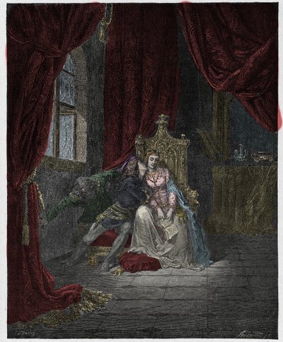 Inferno, Canto 5: Paolo en Francesca, illustratie uit "De Goddelijke Komedie" door Dante Alighieri, 1885 door Gustave Dore