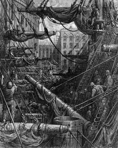 Binnen de dokken door Gustave Dore