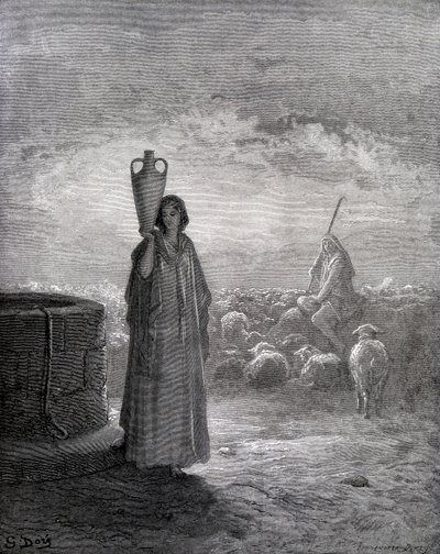 Jacob zorgt voor de kuddes van Laban door Gustave Dore