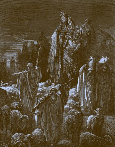 Jacob reist naar Egypte, door Doré - Bijbel door Gustave Dore
