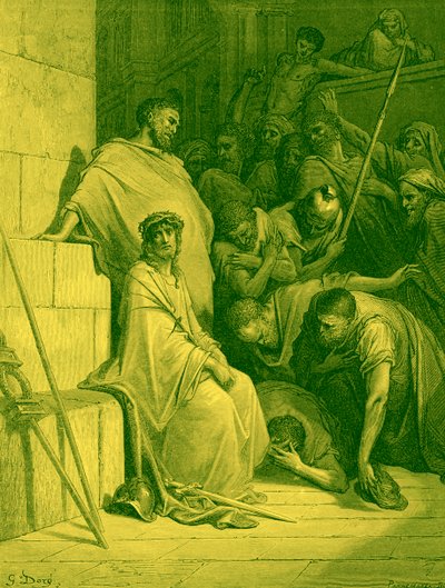 Jezus wordt bespot door Romeinse soldaten - Bijbel door Gustave Dore