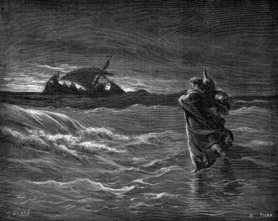 Jezus loopt op water door Gustave Dore
