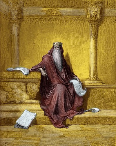 Koning Salomo gravure door Gustave Doré - Bijbel door Gustave Dore