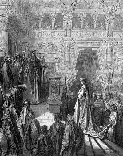 Koning Salomo verwelkomt de koningin van Sheba, 1865-1866 door Gustave Dore