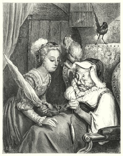 Doornroosje (gravure) door Gustave Dore