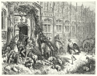 La Belle Au Bois Dormant; Doornroosje (gravure) door Gustave Dore