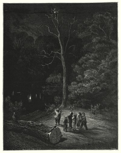 Le Petit Poucet; Klein Duimpje (gravure) door Gustave Dore