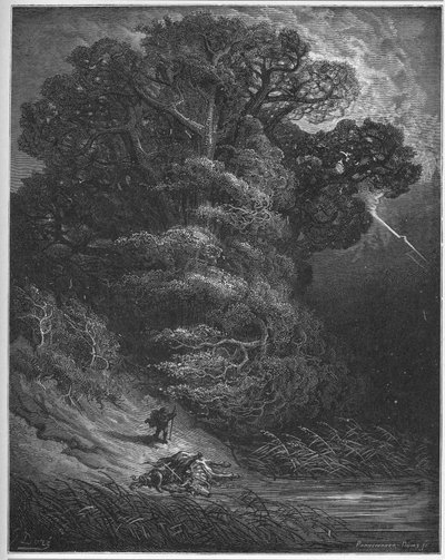 De eik en het riet - uit "Fabels" van Jean de La Fontaine door Gustave Dore