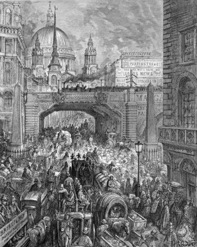 Ludgate Hill - Een blok in de straat, 1872 door Gustave Dore