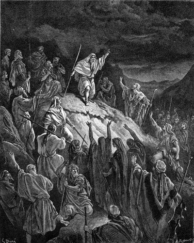 Mattathias doet een beroep op de Joodse vluchtelingen - Bijbel door Gustave Dore