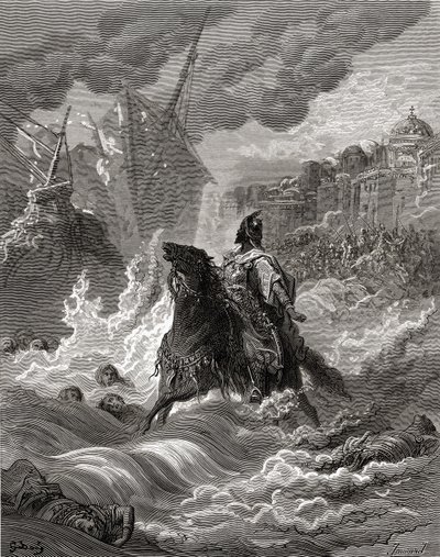 Mohammed II (1432-81) voor Constantinopel in 1453, illustratie uit 