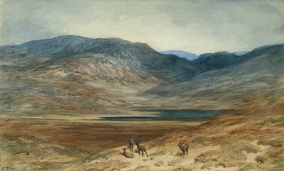 Bergachtig landschap met herten, 1873 door Gustave Dore
