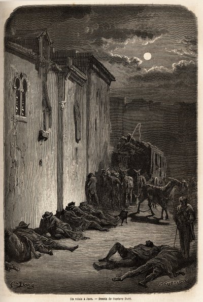 Een nacht in een relais in Jaen. Illustratie van Gustave Dore