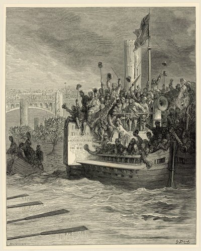 Oxford en Cambridge Boot Race, Putney door Gustave Dore