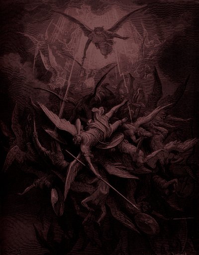 Paradise Lost: Val van de opstandige engelen, kunstenaar Doré door Gustave Dore