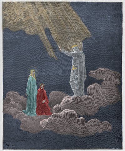 Paradiso, Canto 8: Charles Martel spreekt Dante en Beatrice toe, illustratie uit "De Goddelijke Komedie" door Dante Alighieri, 1885 door Gustave Dore