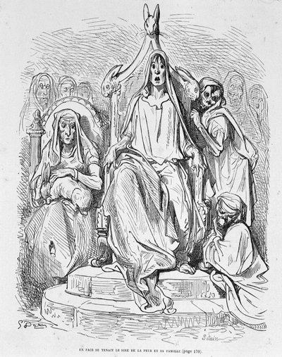 Personificatie van Angst en Zijn Familie door Doré door Gustave Dore
