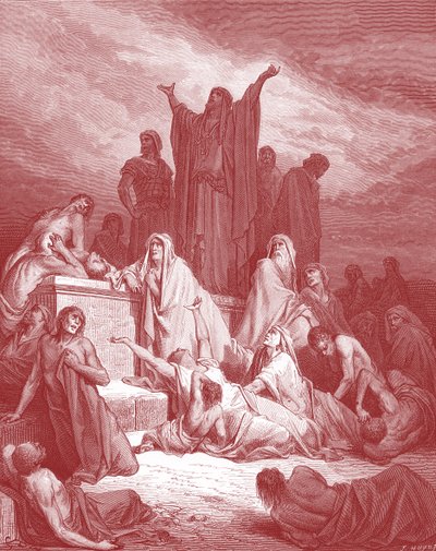 Plaag van Jeruzalem, gravure door Doré - Bijbel door Gustave Dore