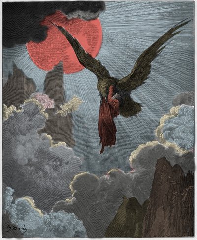 Purgatorio, Canto 9: Dante, in een droom, wordt meegenomen door een adelaar, illustratie uit "De Goddelijke Komedie" door Dante Alighieri, 1885 door Gustave Dore