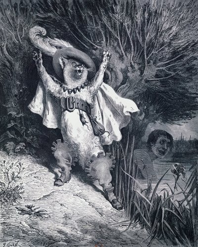 De gelaarsde kat, illustratie door Gustave Doré voor het sprookje van Charles Perrault door Gustave Dore