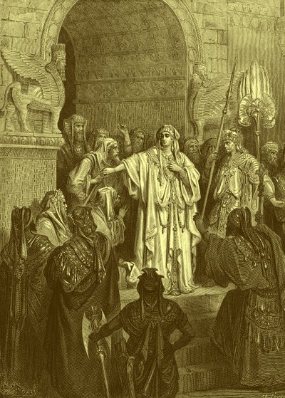 Koningin Vashti, gravure door Doré - Bijbel door Gustave Dore