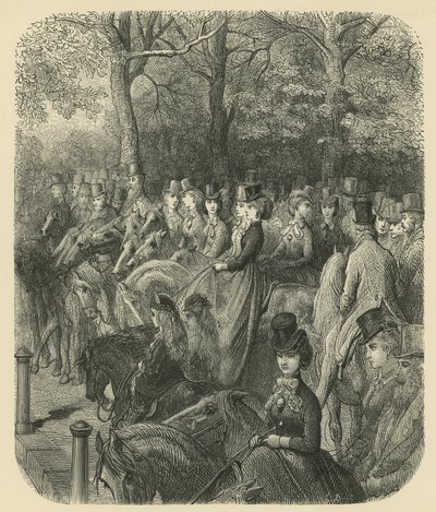 Rotten Row, Hyde Park, Londen door Gustave Dore