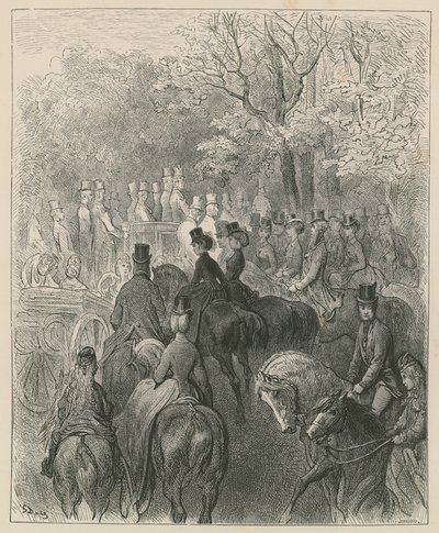 Rotten Row, Hyde Park, Londen door Gustave Dore