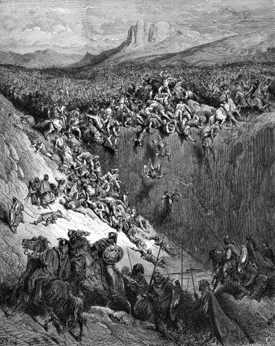 Simson doodt Filistijnen met een ezelskaak door Doré - Bijbel door Gustave Dore