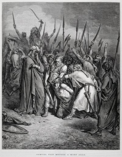 Samuel doodt Agag, Illustratie uit de Dore Bijbel door Gustave Dore