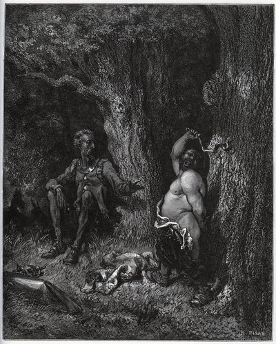 Sancho Panza vliegt voor Don Quichot uit om Merlijns wens te vervullen en zo Dulcinee van Toboso te onttoveren. Don Quichot spoort hem aan zijn vurigheid te matigen - uit 