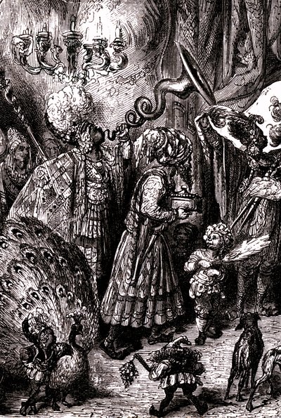 Sindbad de zeeman (Sinbad) - verhaal van de duizend en één (1001) nachten - illustratie door Gustave Dore (detail) - Maxwell editie 1865 - Zesde reis: Aan het hof van de koning van Serendib door Gustave Dore