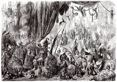 Sindbad de zeeman - verhaal van de duizend-en-een-nacht - illustratie door Gustave Doré - Maxwell editie 1865 - Zesde reis: het hof van de koning van Serendib door Gustave Dore