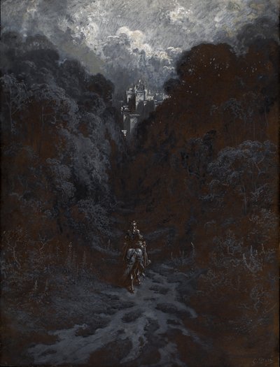 Sir Lancelot nadert het kasteel van Astolat door Gustave Dore