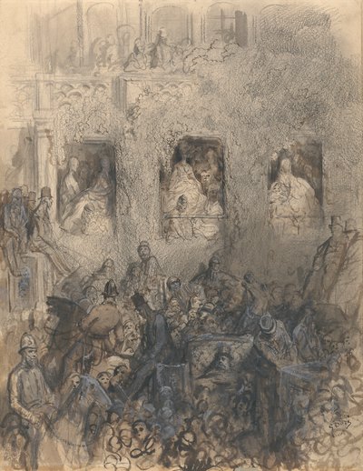 Studie voor een blok op de weg door Gustave Dore