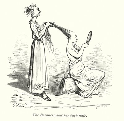 De barones en haar rughaar (gravure) door Gustave Dore