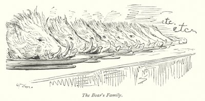 De familie van het zwijn (gravure) door Gustave Dore