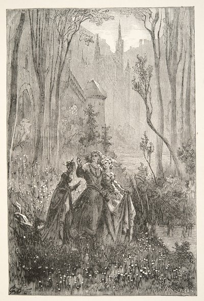De Gravin van de Fontein en haar Dames, uit Verhalen van de Dagen van Koning Arthur door Charles Henry Hanson, pub.1898 door Gustave Dore