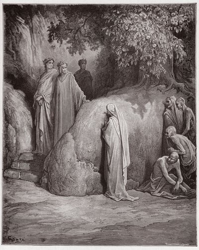 De Goddelijke Komedie (La Divina Commedia), Purgatorio, Canto 23: Dante herkent de schaduw van Forese onder de gulzigaards - door Dante Alighieri (1265-1321) - Illustratie door Gustave Doré (1832-1883) door Gustave Dore