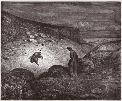 De Goddelijke Komedie (La Divina Commedia), Inferno, Canto 1: De panter aan het begin van de beklimming - door Dante Alighieri (1265-1321) - Illustratie door Gustave Doré (1832-1883) door Gustave Dore