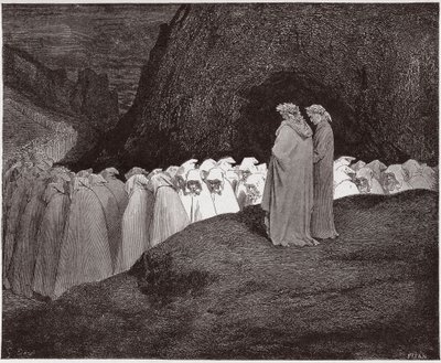De Goddelijke Komedie (La Divina Commedia), Inferno, Canto 23: De hypocrieten spreken Dante aan - door Dante Alighieri (1265-1321) - Illustratie door Gustave Doré (1832-1883) door Gustave Dore