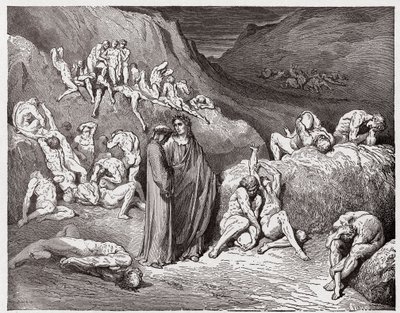 Inferno, Canto 29: De vervalsers en vervalsers gekweld door jeuk (Illustratie door Gustave Doré) door Gustave Dore