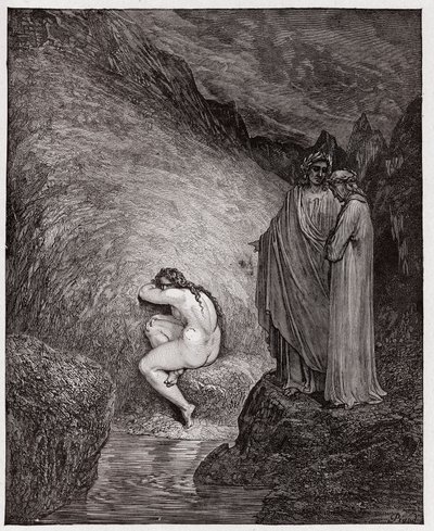 De Goddelijke Komedie (La Divina Commedia, La Divine Comedie), Inferno, Canto 30: Myrrha, veroordeeld voor incest - door Dante Alighieri (1265-1321) - Illustratie door Gustave Doré (1832-1883) door Gustave Dore