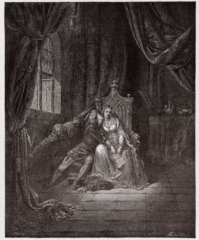 De Goddelijke Komedie (La Divina Commedia), Inferno, Canto 5: Paolo en Francesca - door Dante Alighieri (1265-1321) - Illustratie door Gustave Doré (1832-1883) door Gustave Dore