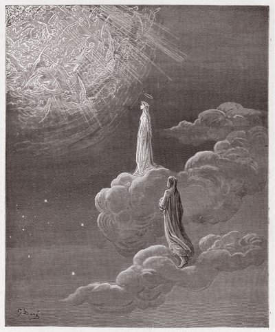 De Goddelijke Komedie (La Divina Commedia), Paradiso, Canto 14: Dante en Beatrice vertaald naar de sfeer van Mars - door Dante Alighieri (1265-1321) - Illustratie door Gustave Doré (1832-1883) door Gustave Dore