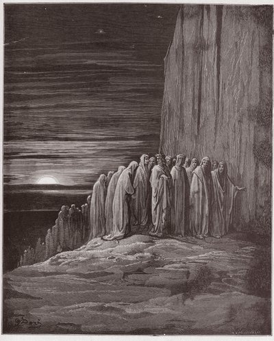 Purgatorio, Canto 18: De menigte van de luien (Illustratie door Gustave Doré) door Gustave Dore