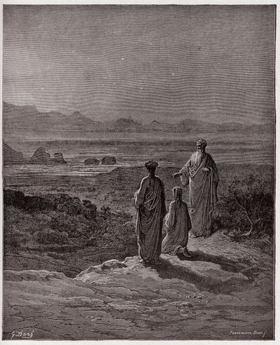 De Goddelijke Komedie, Purgatorio, Canto 1: Dante knielt voor Statius - door Dante Alighieri (1265-1321) - Illustratie door Gustave Doré (1832-1883) door Gustave Dore